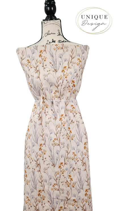 *Unique Design* Linen Wandering Vines Ivory