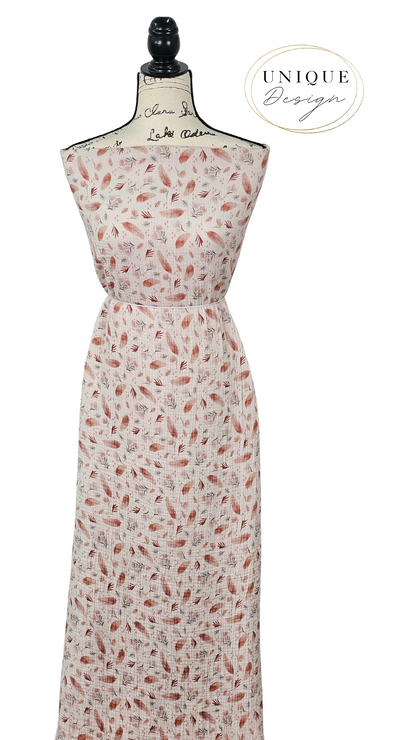 *Unique Design* Cotton Muslin Feather Blooms Pink