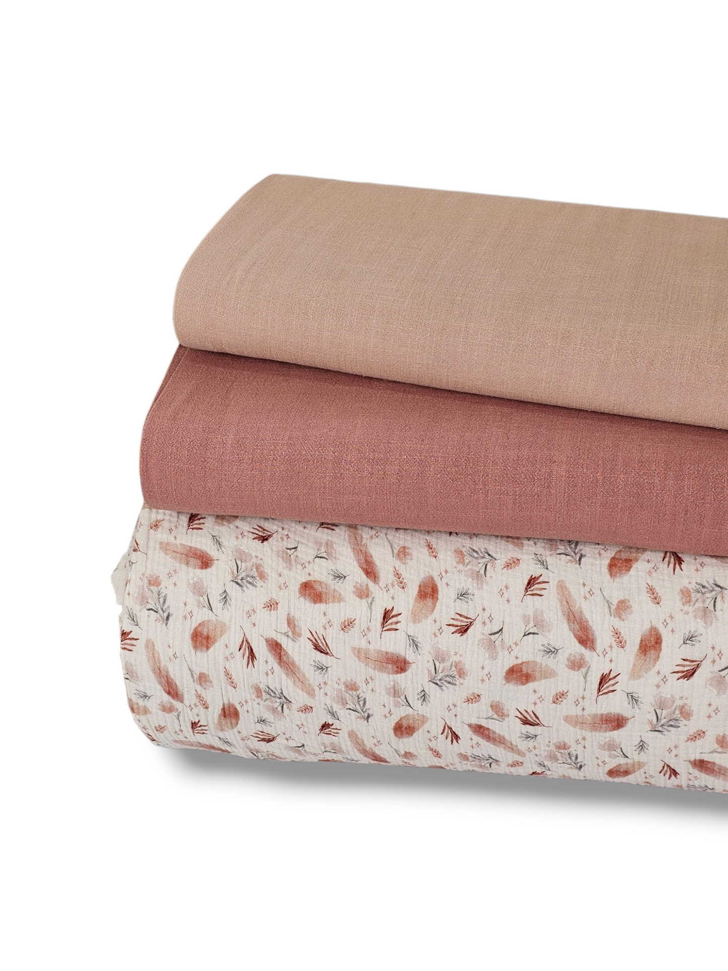 *Unique Design* Cotton Muslin Feather Blooms Pink