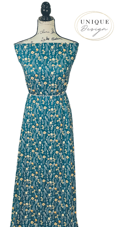 *Unique Design* Willow Ribbed Knit Fall Fern Floral Dark Teal