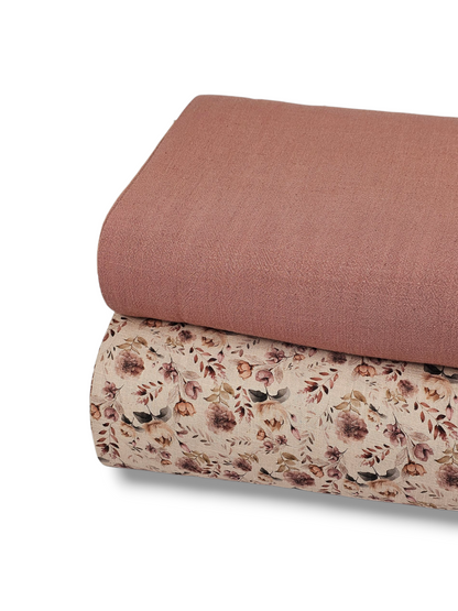 *Unique Design* Linen Elegant Auburn Floral Taupe