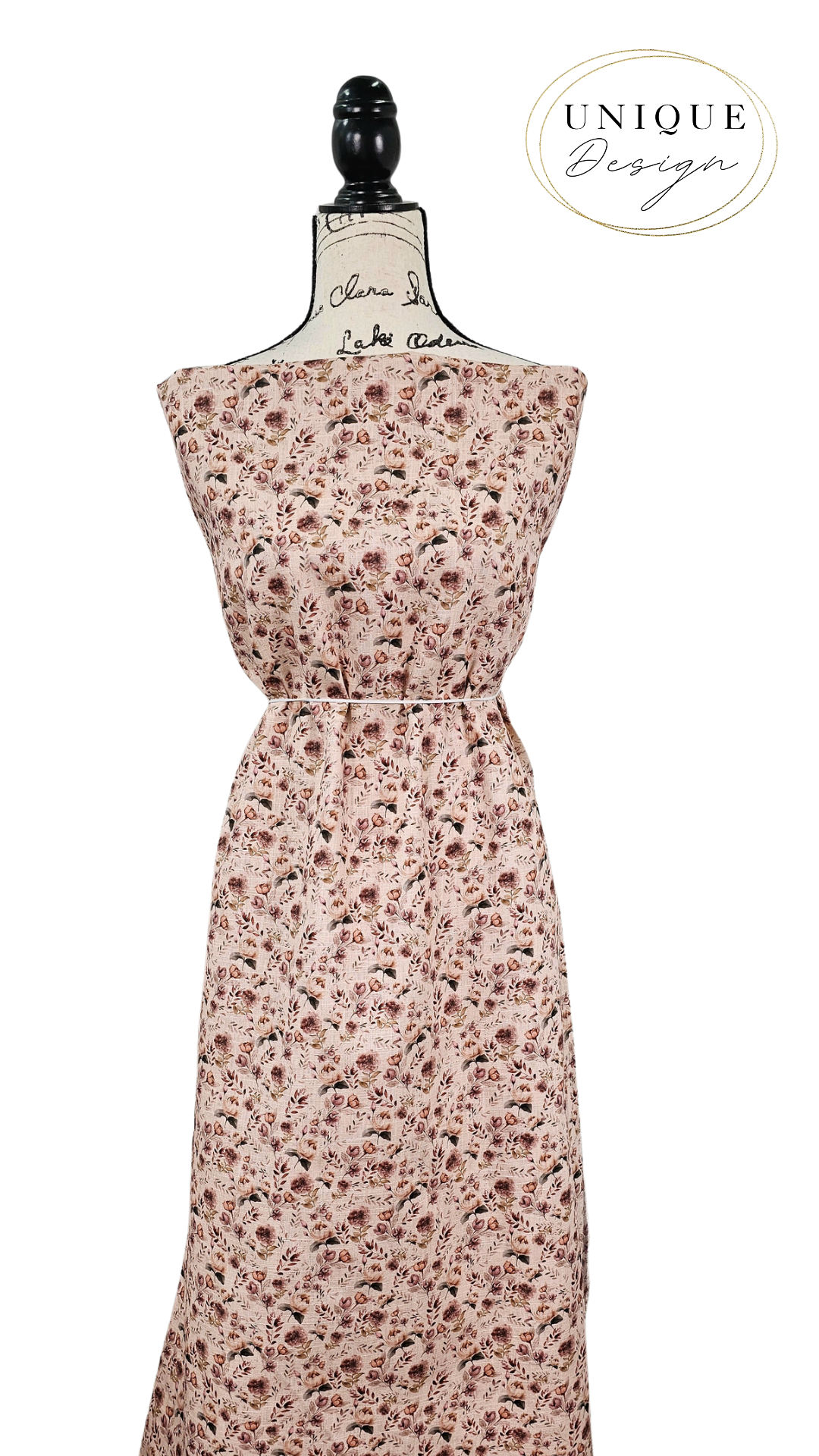 *Unique Design* Linen Elegant Auburn Floral Taupe