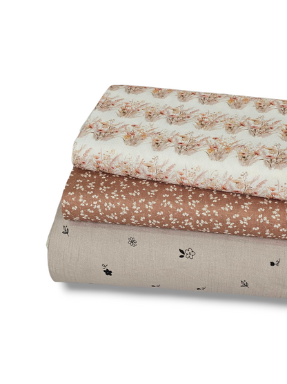 *Unique Design* Cotton Muslin Daisy Dust Beige