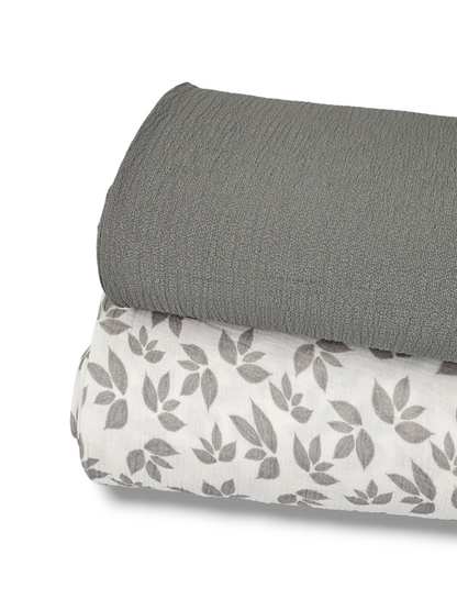 *Unique Design* Cotton Muslin Leafy Whirlwind White