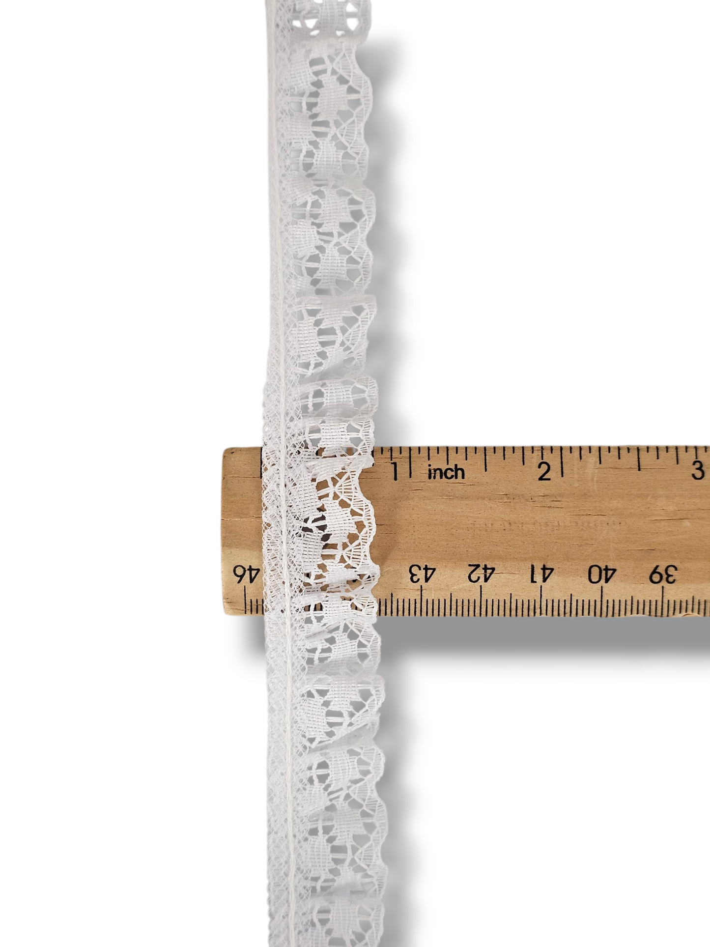 3/4 in. White Ruffled Polyester Lace