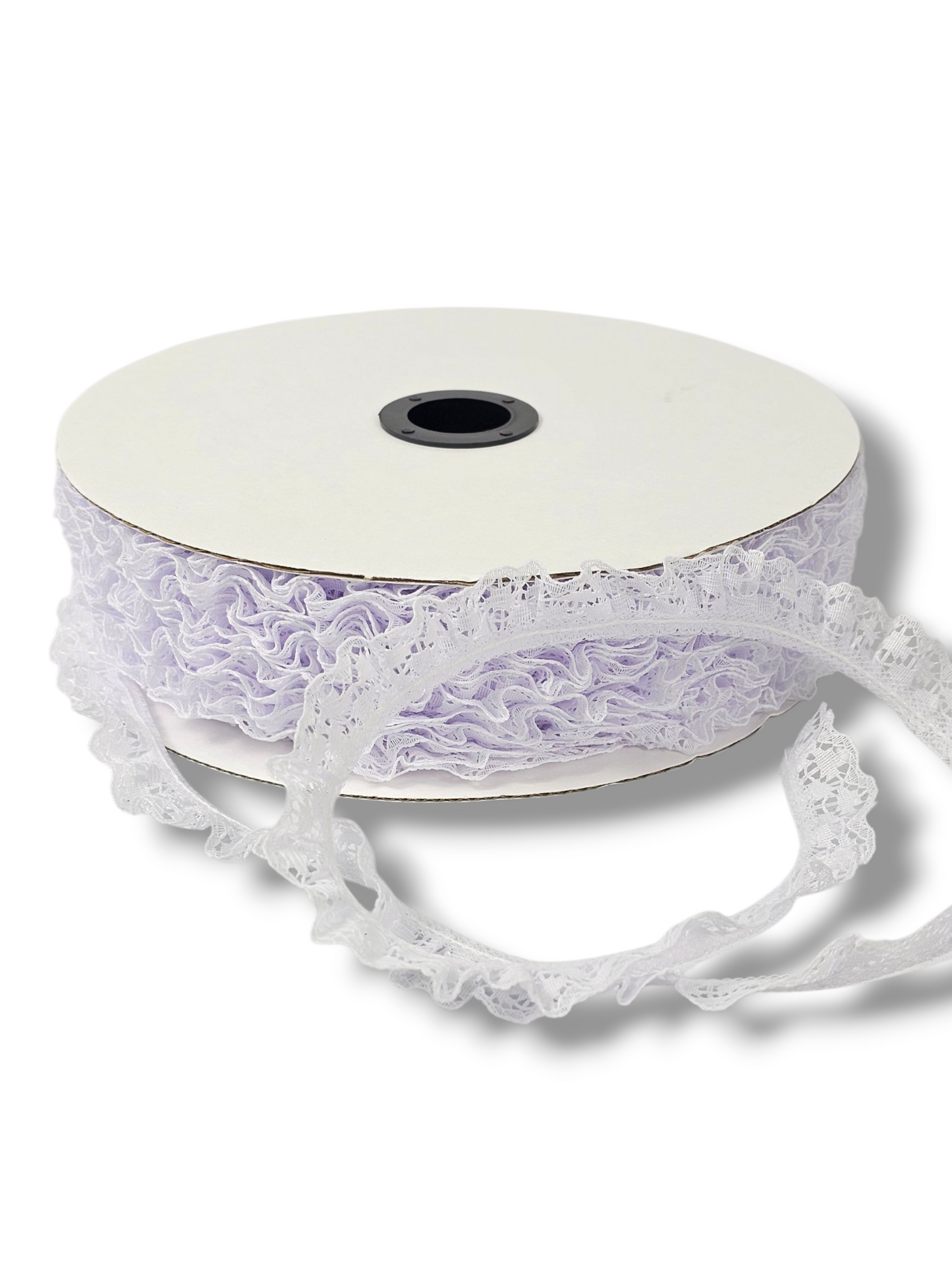 3/4 in. White Ruffled Polyester Lace