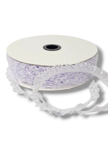3/4 in. White Ruffled Polyester Lace