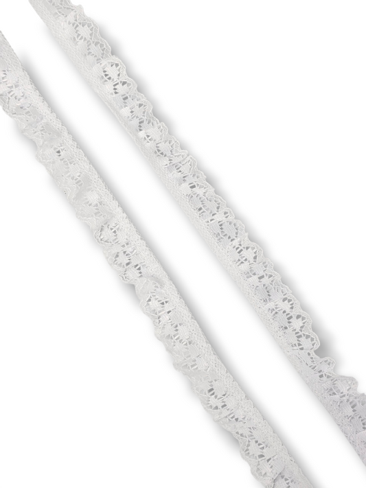 3/4 in. White Ruffled Polyester Lace