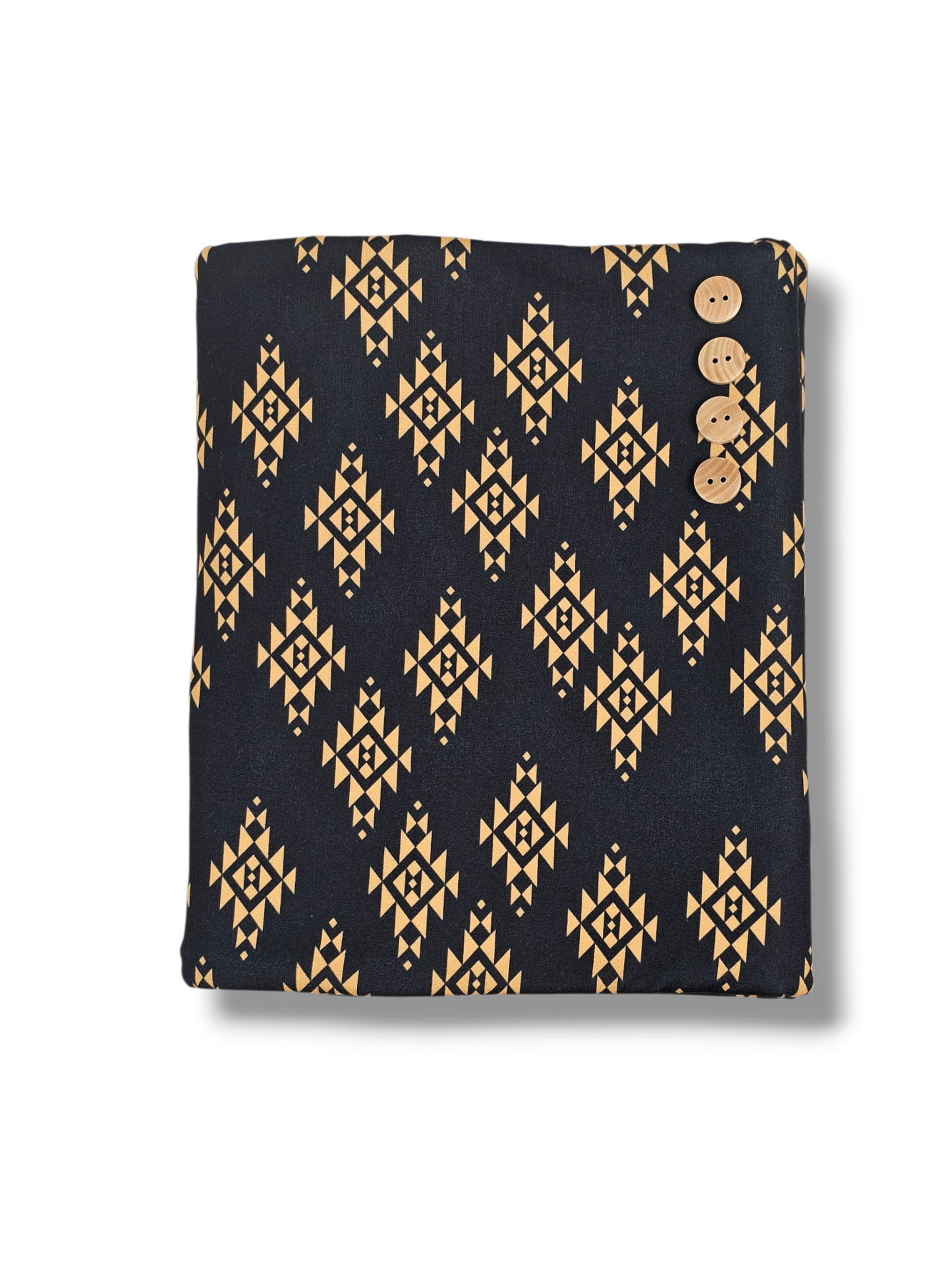 *Unique Design* Double Brushed Poly Black & Gold Aztec