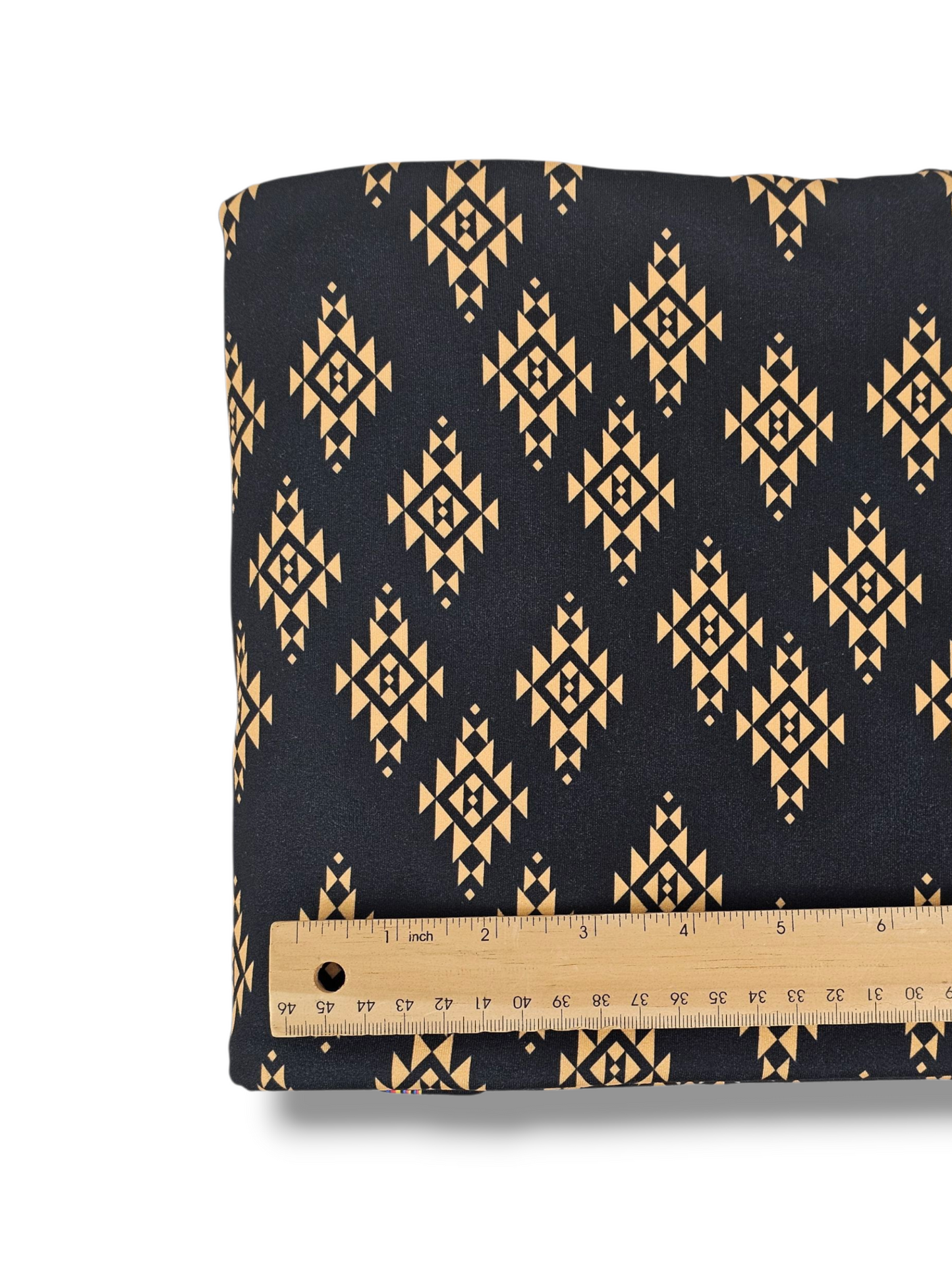 *Unique Design* Double Brushed Poly Black & Gold Aztec