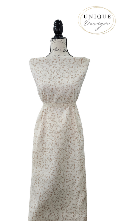 *Unique Design* Linen Vintage Vines White