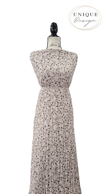 * Unique Design * Cotton Muslin Vintage Vines Khaki