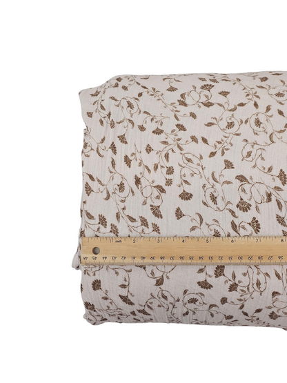 * Unique Design * Cotton Muslin Vintage Vines Khaki