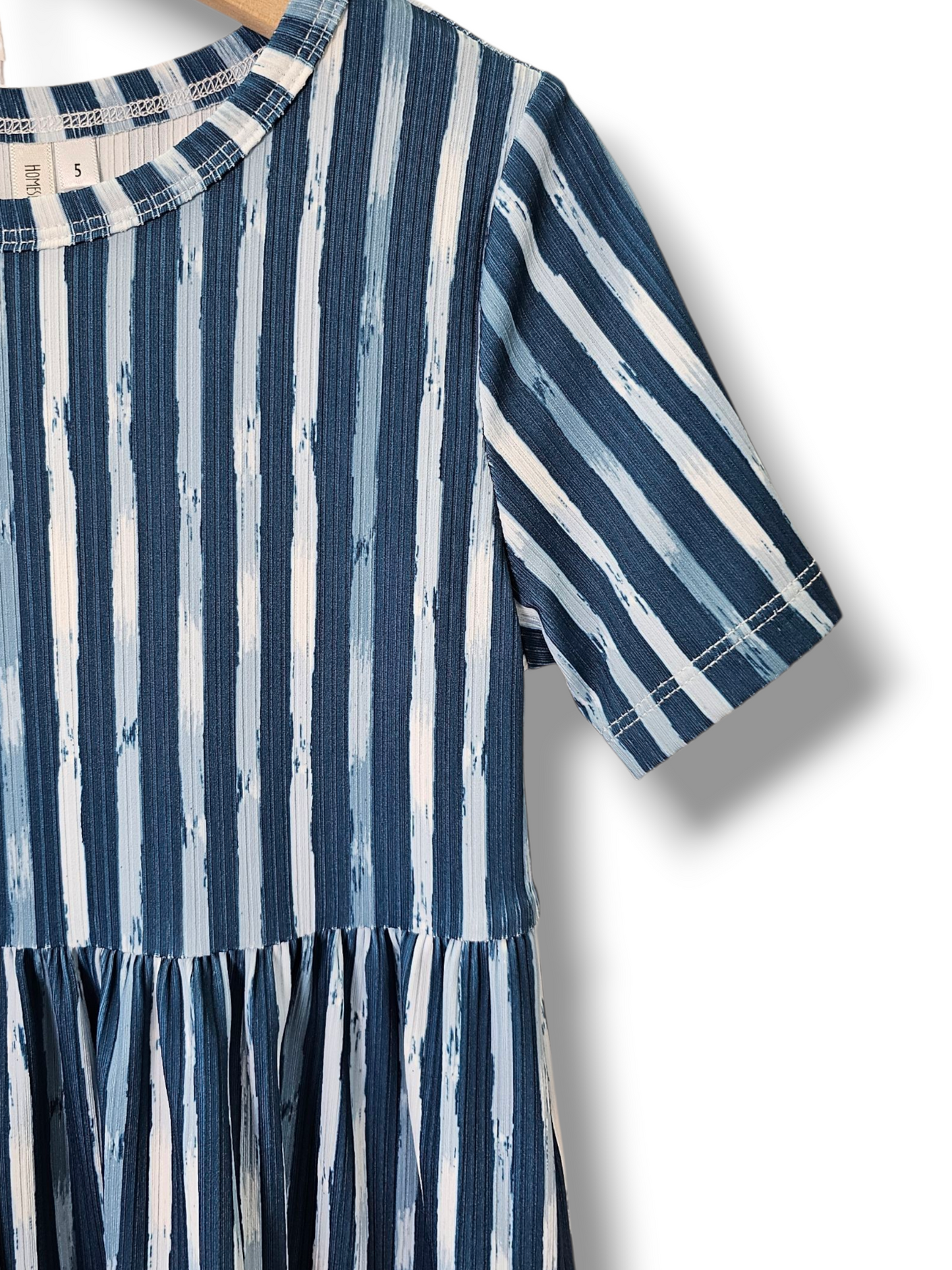 Size 5 Willow Ribbed Knit Coastal Stripe Navy