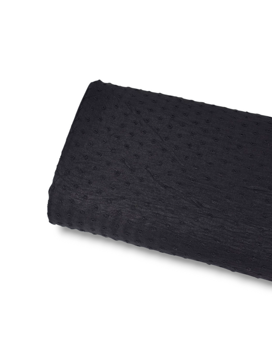 Round Linen Swiss Dot Black
