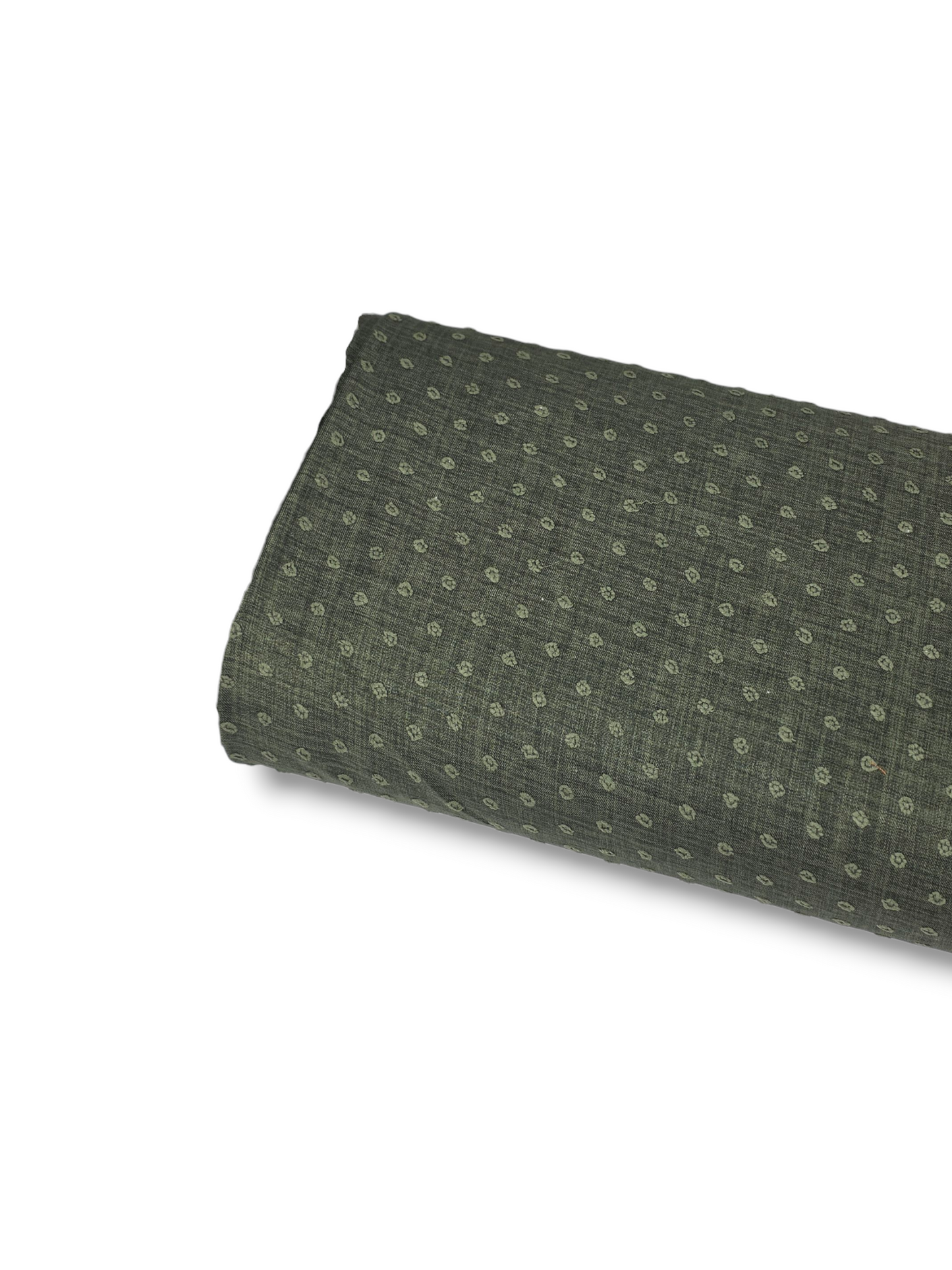 Round Linen Swiss Dot Forest Green
