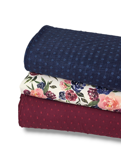Round Linen Swiss Dot Navy Blue