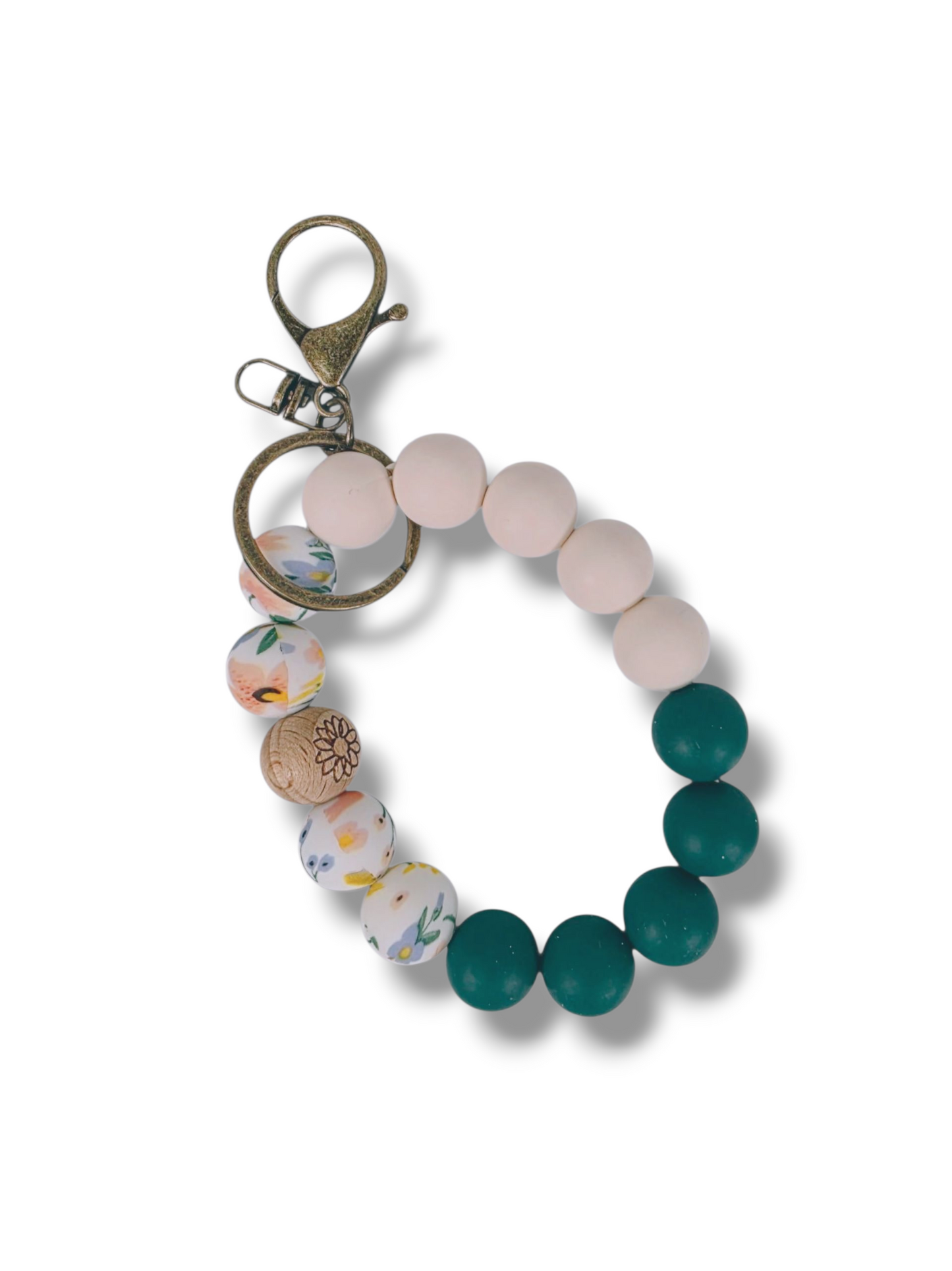 Silicone Bead Clip Bracelet Evergreen Meadow