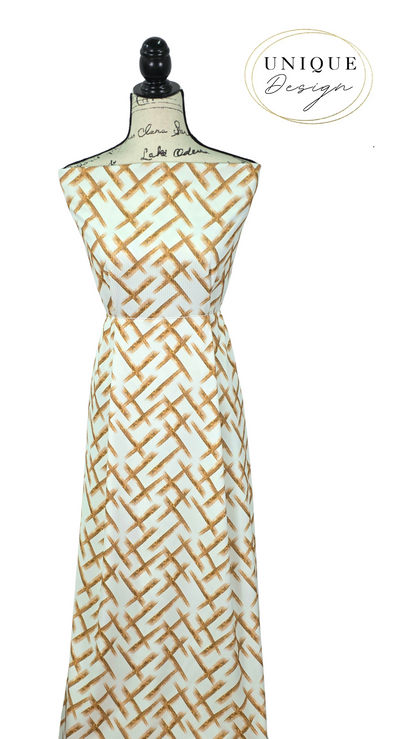 *Unique Design* Willow Ribbed Knit Golden Lattice White