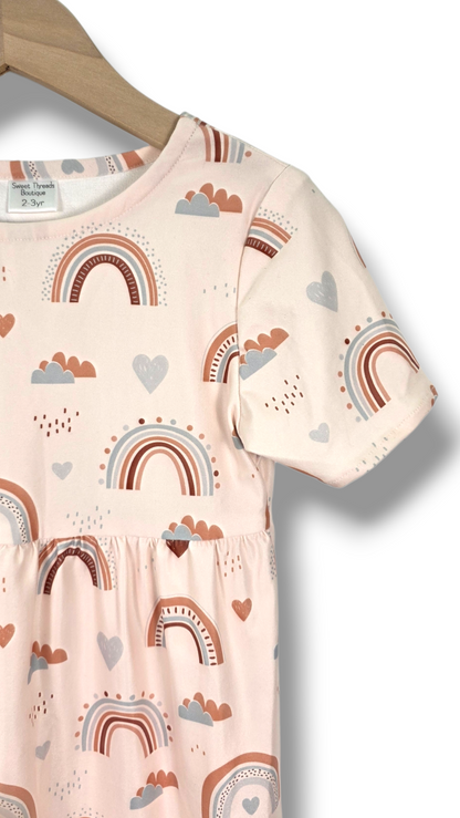 2-3 Yr Dress Single Brushed Boho Rainbow Sky