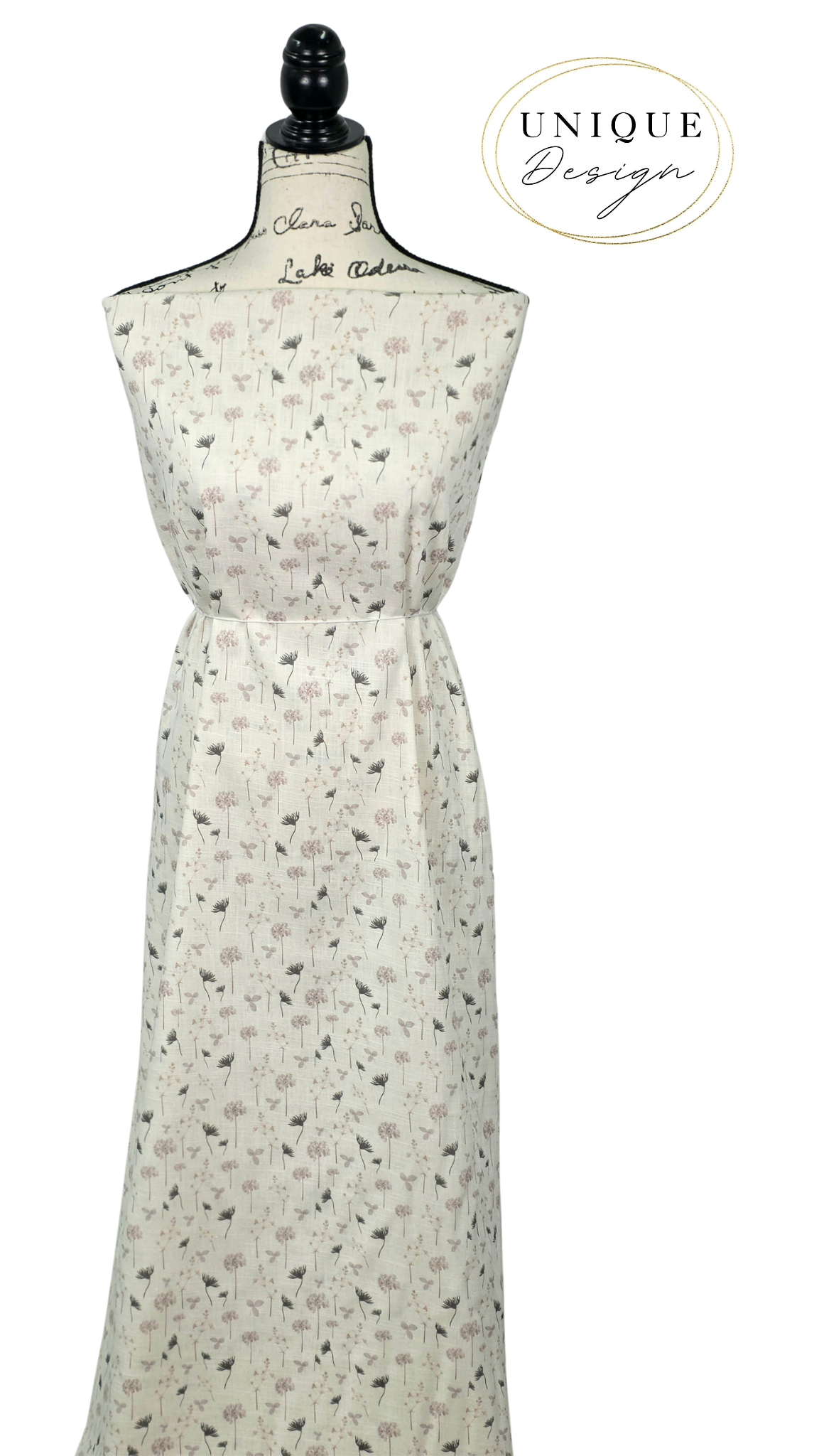 *Unique Design* Linen Dreamy Flourish White