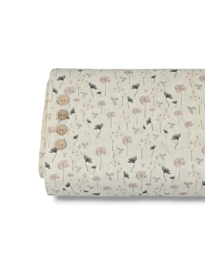 *Unique Design* Linen Dreamy Flourish White