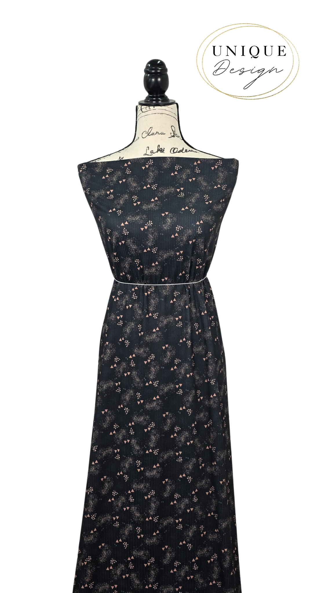 *Unique Design* Willow Ribbed Knit Misty Triangles Black