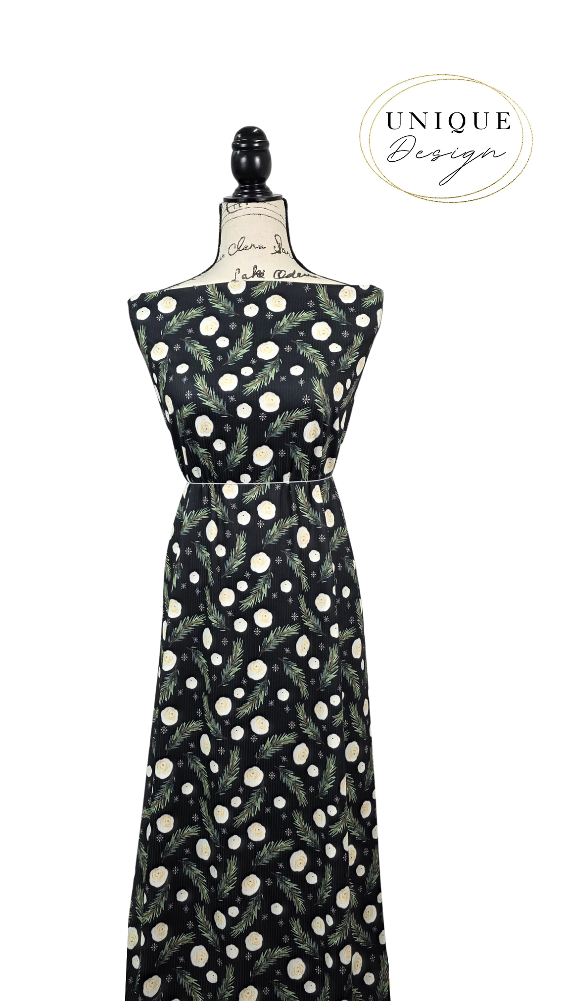 *Unique Design* Willow Ribbed Knit Evergreen Elegance Black