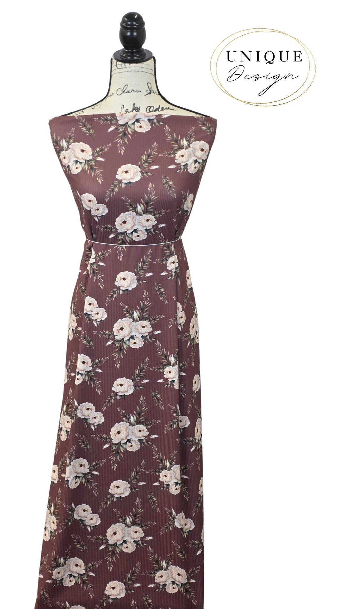 * Unique Design * Willow Ribbed Knit Boho Bloom Maroon