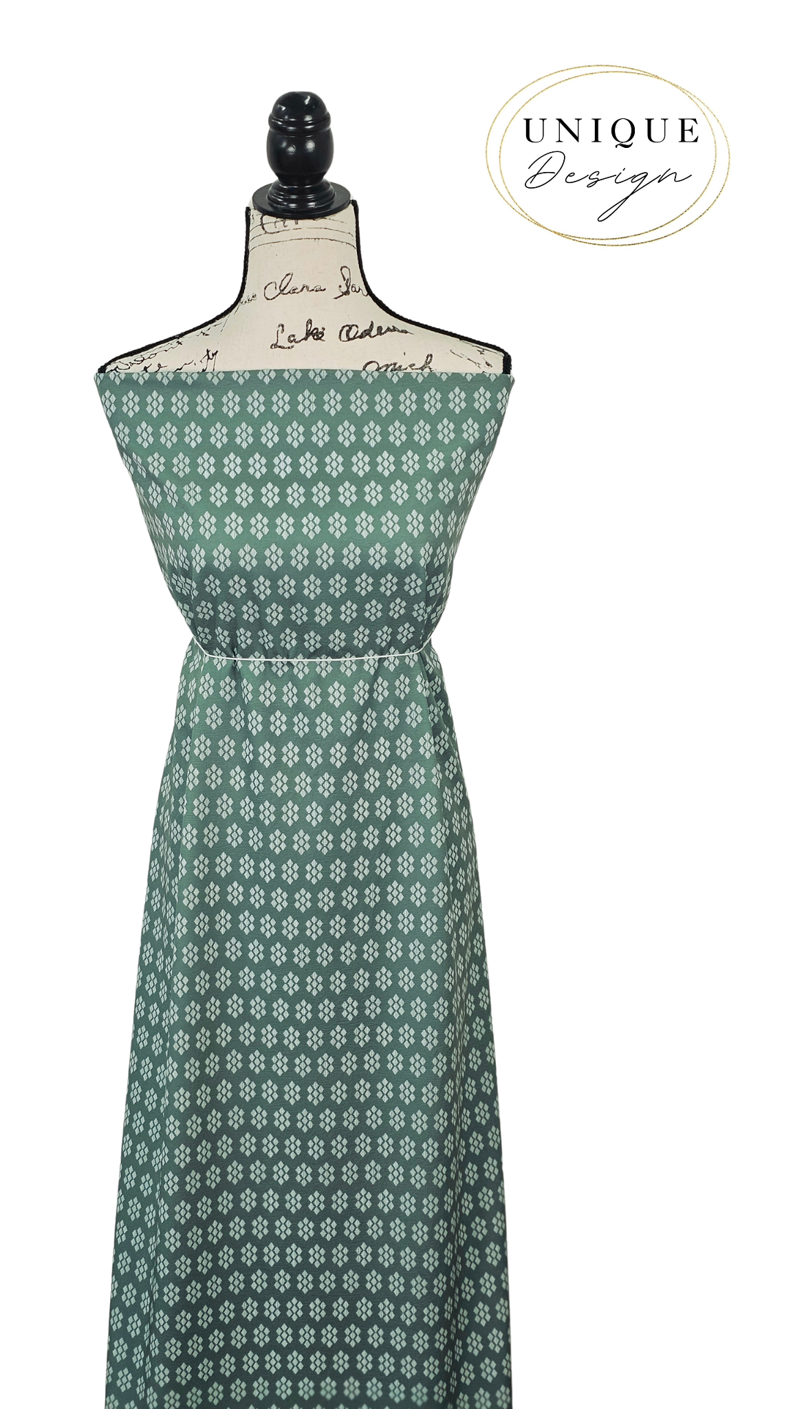 * Unique Design * Cloud Poly Gathered Geometry Forest Green