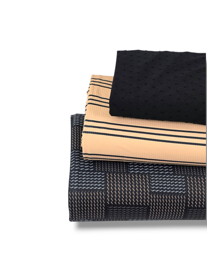 * Unique Design * Willow Ribbed Knit Zig & Grid Black