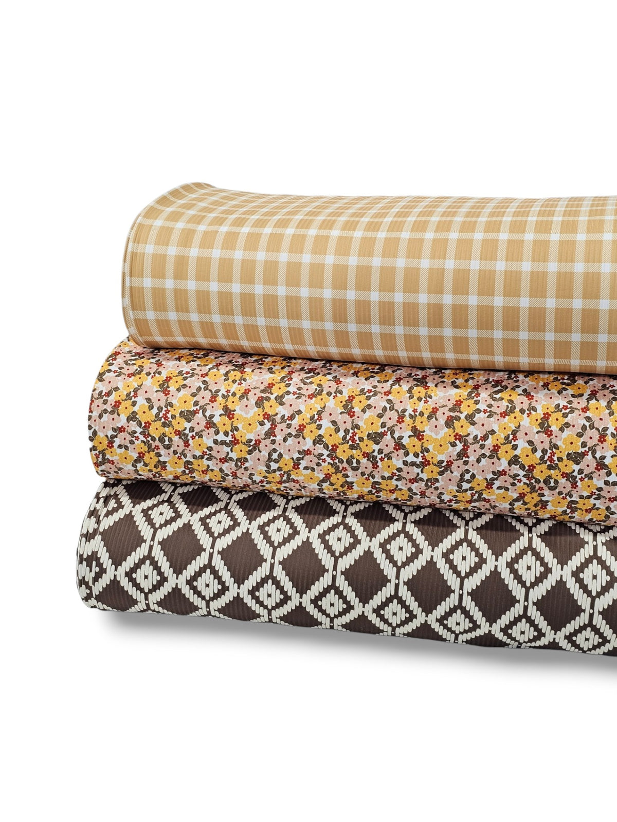 *Unique Design* Willow Ribbed Knit White Plaid Golden Yellow