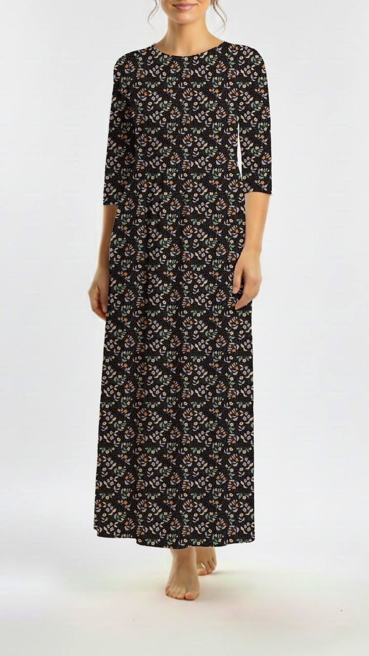 *Unique Design* Tricot Knit Darling Petals Black