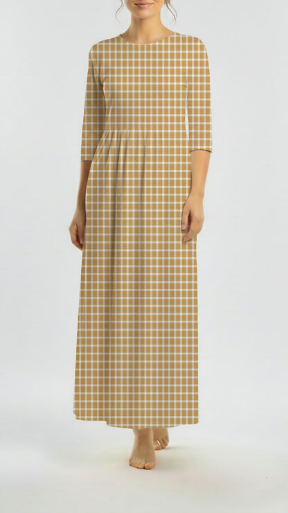 *Unique Design* Willow Ribbed Knit White Plaid Golden Yellow