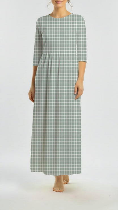 *Unique Design* Cotton Feel Ribbed Knit White Plaid Jade