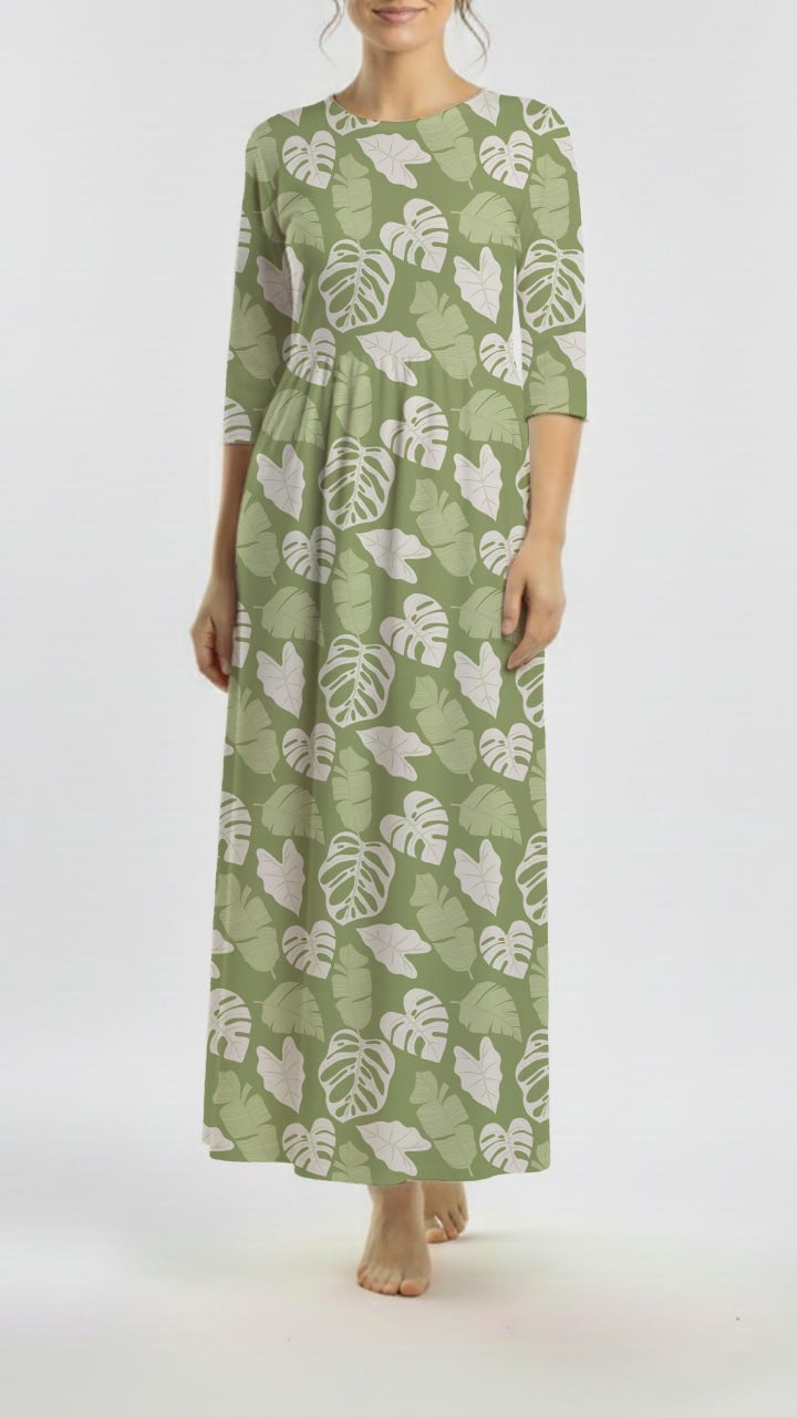 *Unique Design* Tricot Knit Tropical Leafy Jungle Green
