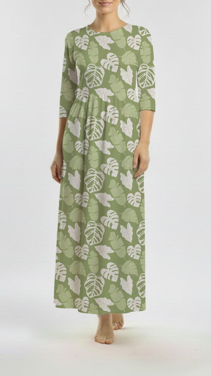 *Unique Design* Tricot Knit Tropical Leafy Jungle Green