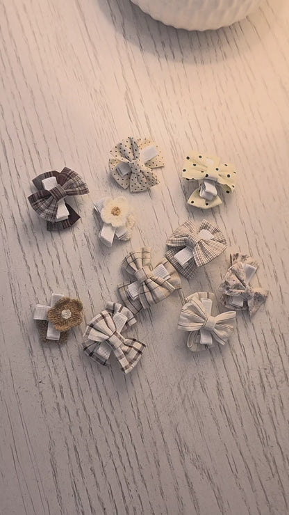 Floral Nylon Headband Set Beige 5 pc.
