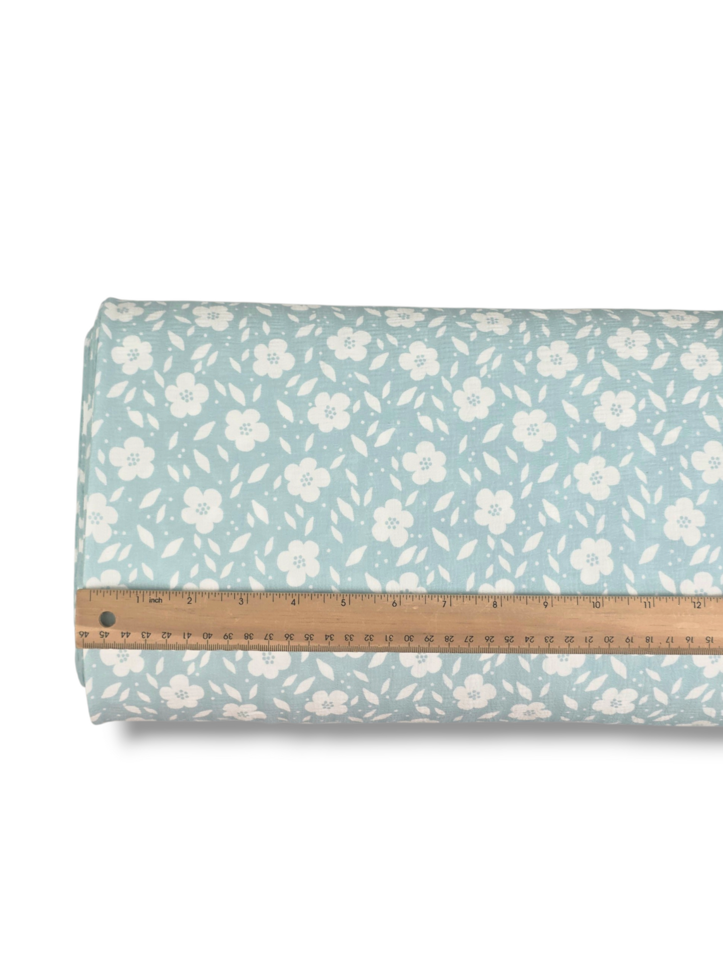 * Unique Design * Crinkled Crepe White Flower Field Aqua