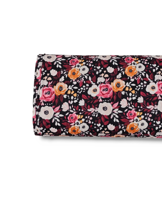 * Unique Design * Ribbed Knit Cotton Feel Burgundy Roses