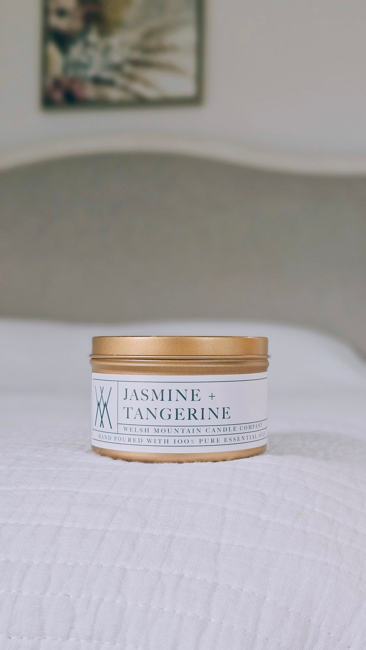 Jasmine+Tangerine Coconut Wax Candle Gold Tin 8 Oz