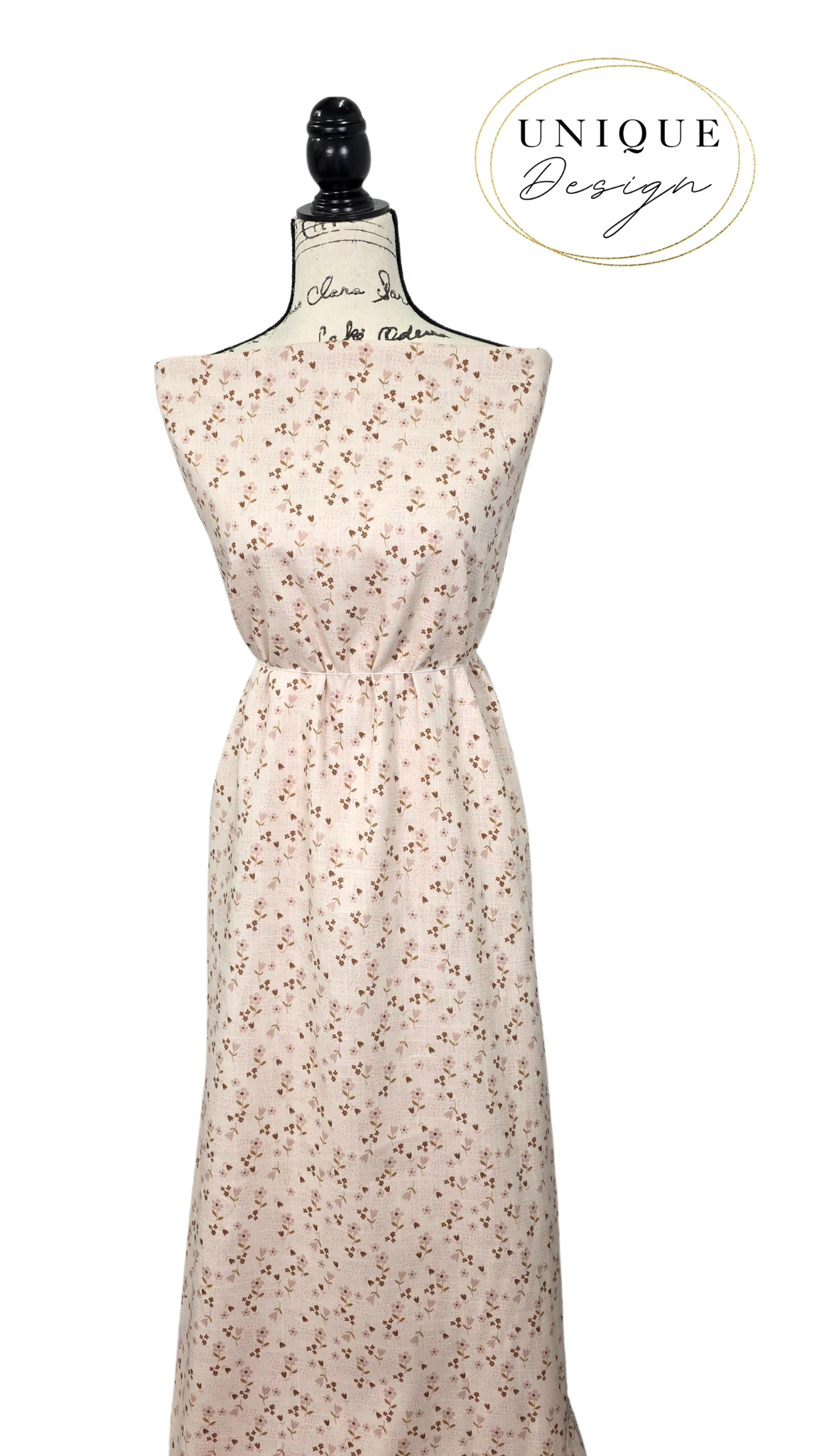 * Unique Design * Linen Dotted Posies Cream