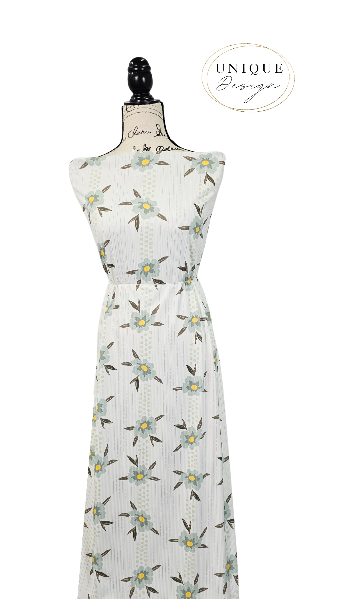 * Unique Design * Willow Ribbed Knit Structured Floral Pale Aqua
