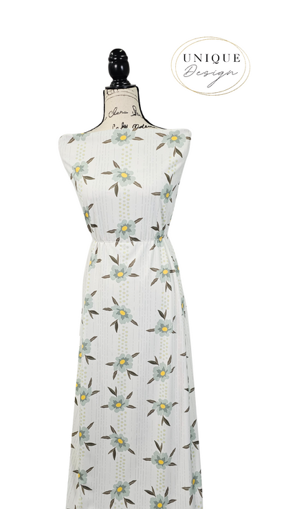 * Unique Design * Willow Ribbed Knit Structured Floral Pale Aqua
