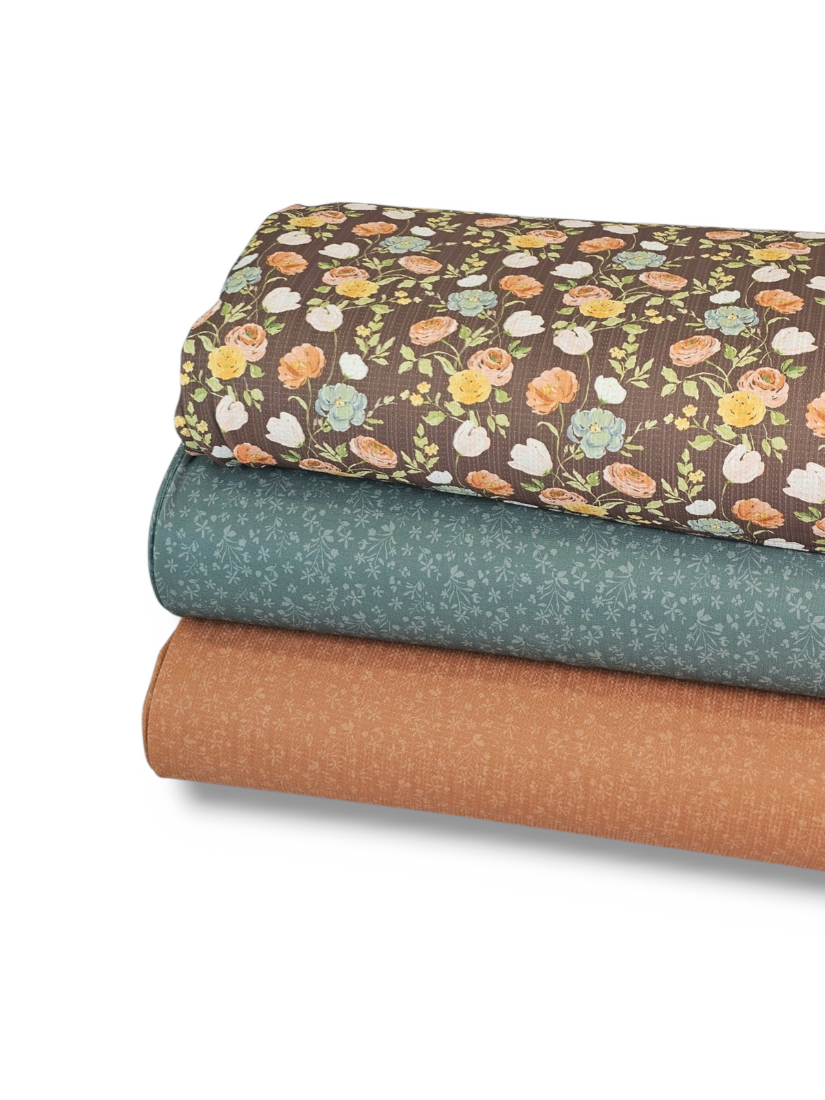 * Unique Design * Pointelle Autumn Floral Scape Brown