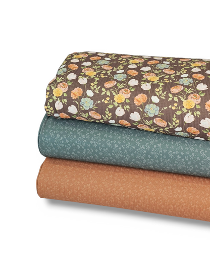 * Unique Design * Pointelle Autumn Floral Scape Brown