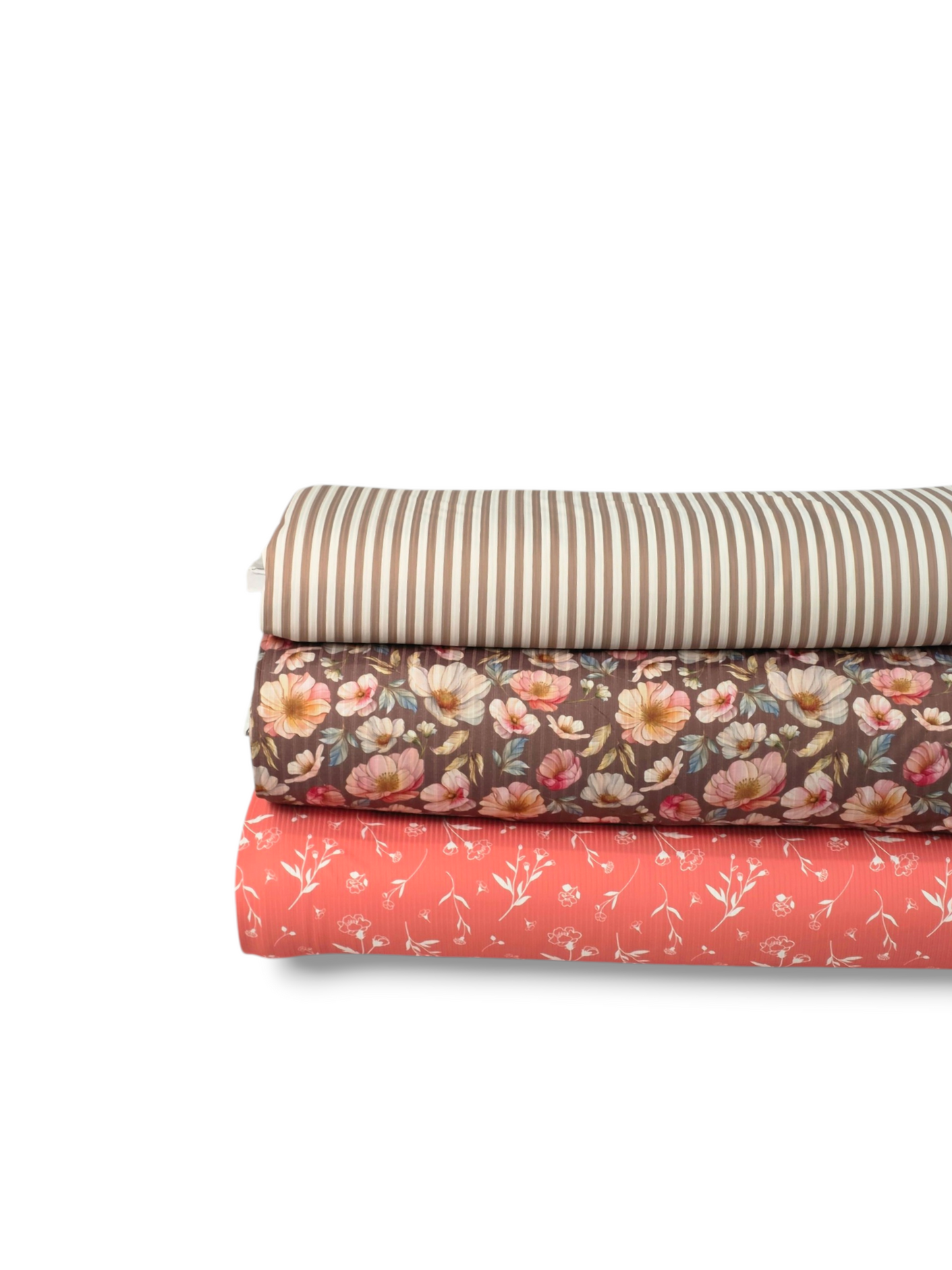 * Unique Design * Ribbed Knit Cotton Feel Pink Blossoms Brown
