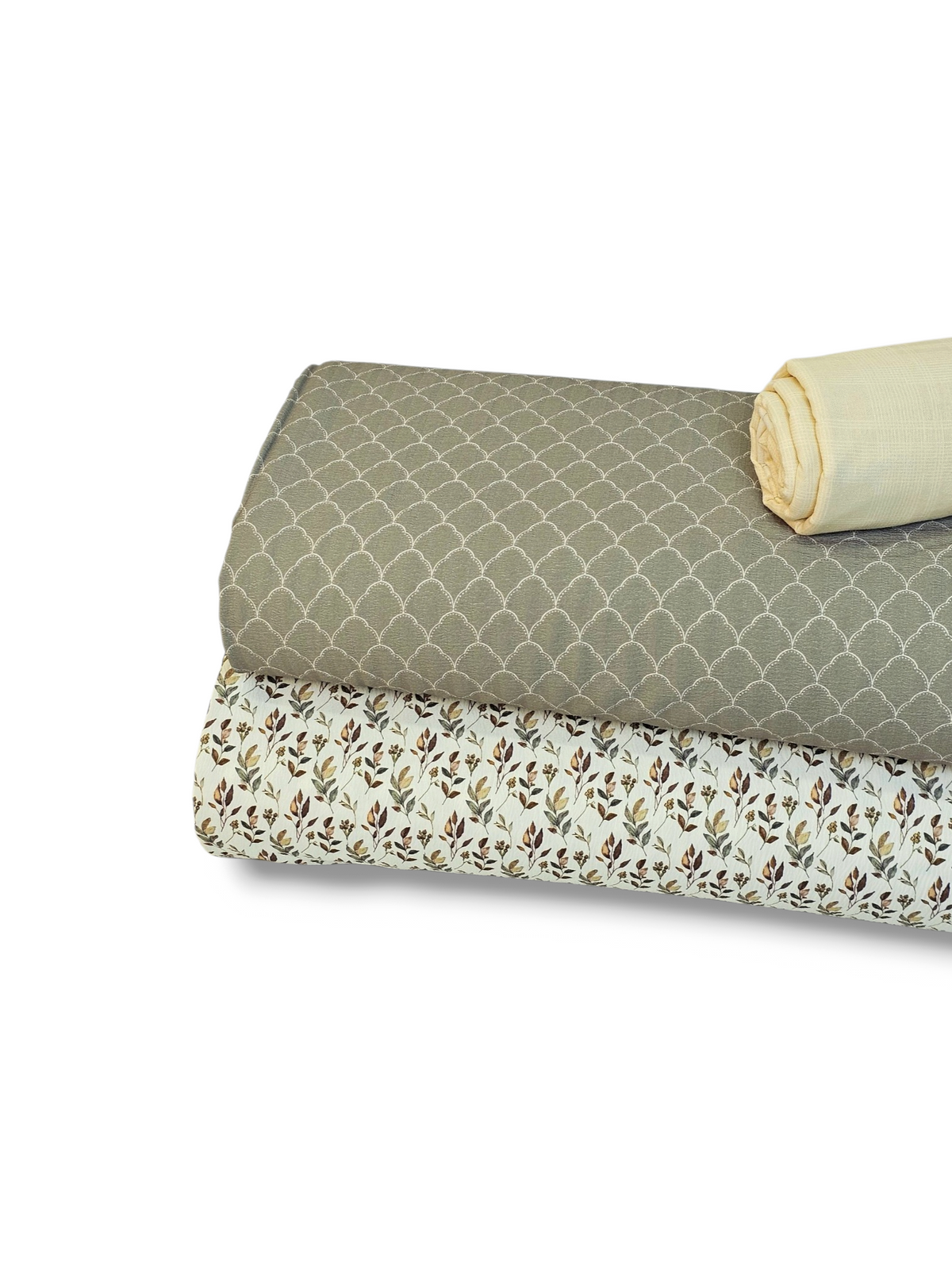 *Unique Design* Crinkled Crepe Fall Scallops Olive