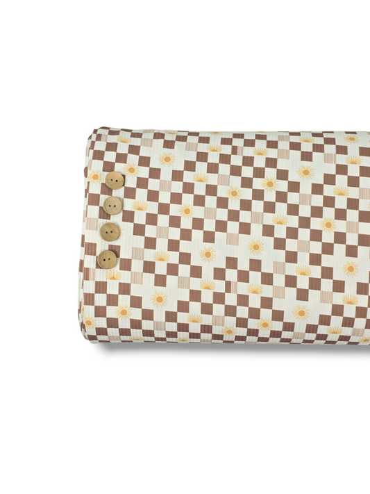 *Unique Design* Willow Ribbed Knit Golden Morning Plaid Taupe