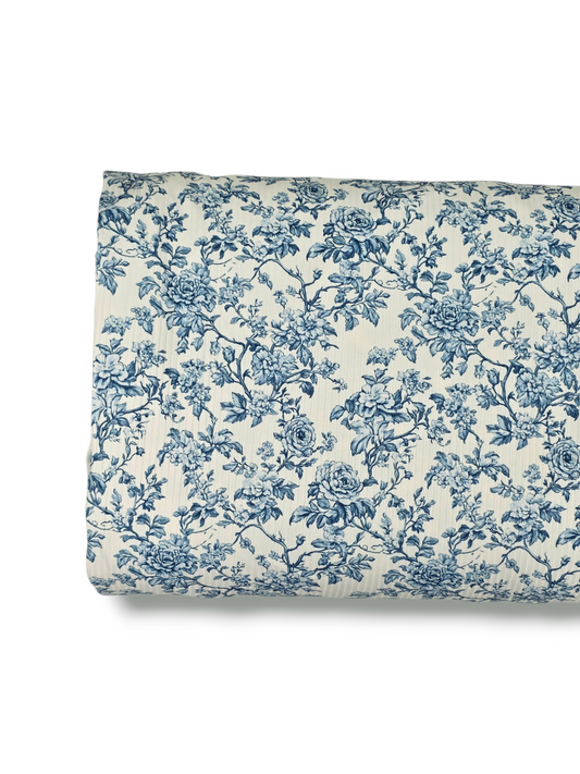 *Unique Design* Willow Ribbed Knit Victorian Blue Blooms